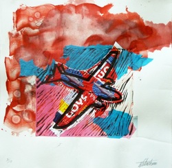 Airplane Series 01, watercolor, print, food labels, 2001